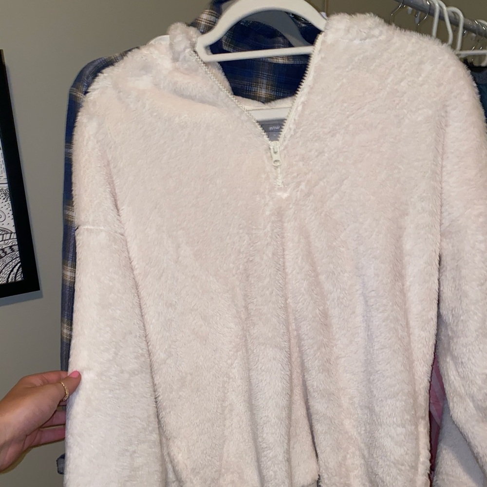 Super fuzzy white pullover from Aerie